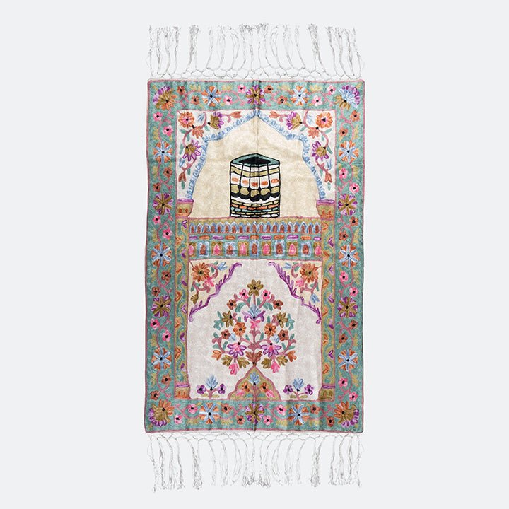 Kashmir Embroidered Prayer Mat - Makkah Design 11 - Nusuki SA