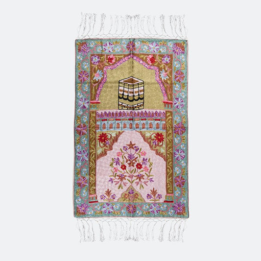 Kashmir Embroidered Prayer Mat - Makkah Design 2 - Nusuki SA