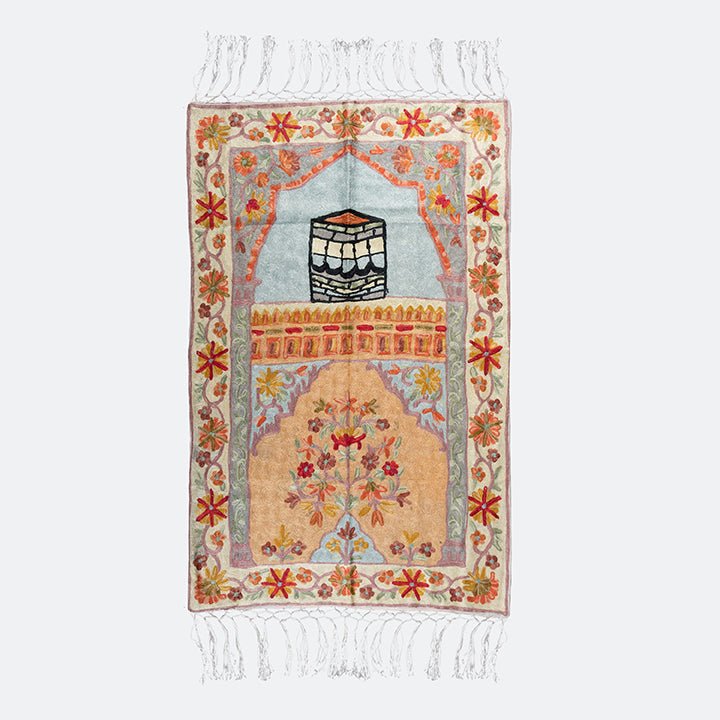 Kashmir Embroidered Prayer Mat - Makkah Design 3 - Nusuki SA