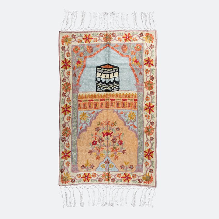 Kashmir Embroidered Prayer Mat - Makkah Design 4 - Nusuki SA