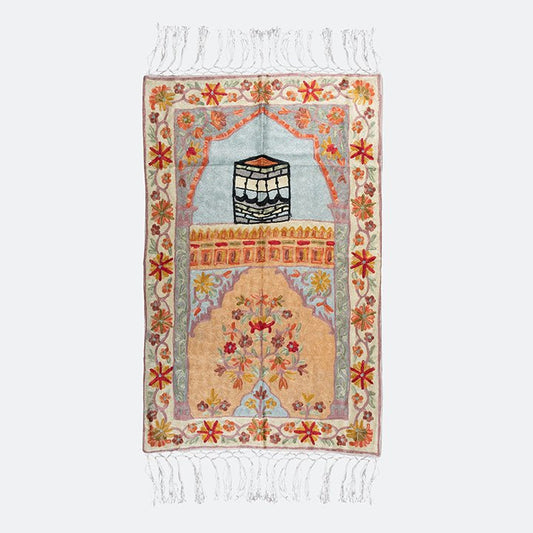 Kashmir Embroidered Prayer Mat - Makkah Design 4 - Nusuki SA
