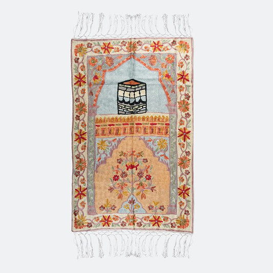 Kashmir Embroidered Prayer Mat - Makkah Design 5 - Nusuki SA