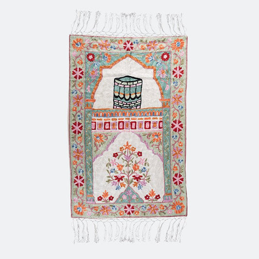 Kashmir Embroidered Prayer Mat - Makkah Design 6 - Nusuki SA