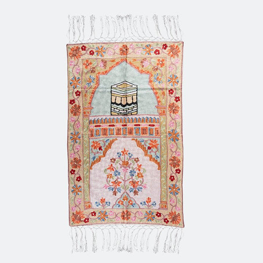 Kashmir Embroidered Prayer Mat - Makkah Design 7 - Nusuki SA