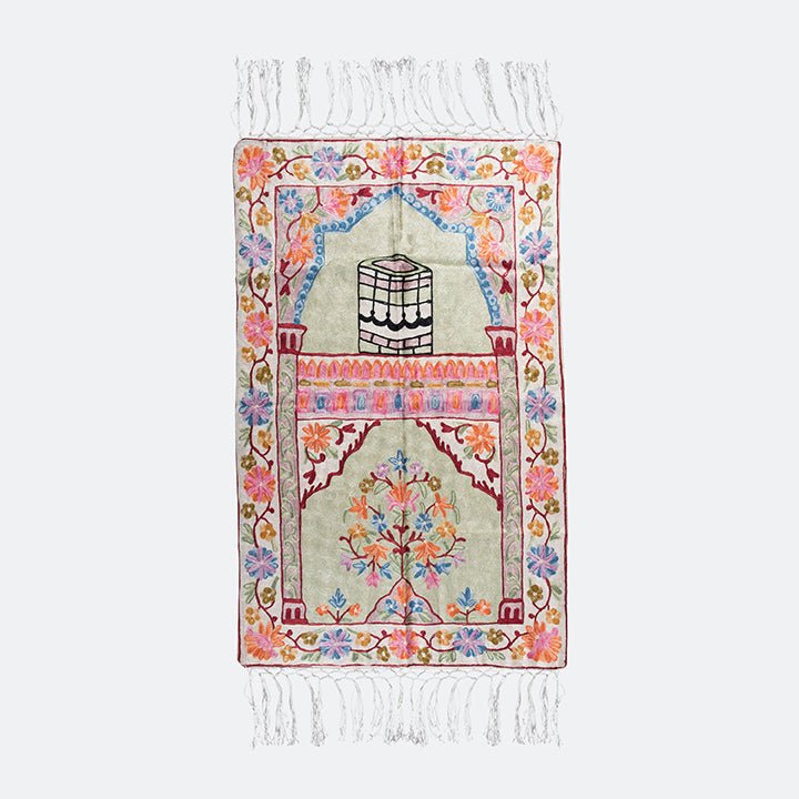 Kashmir Embroidered Prayer Mat - Makkah Design 8 - Nusuki SA