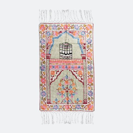 Kashmir Embroidered Prayer Mat - Makkah Design 8 - Nusuki SA