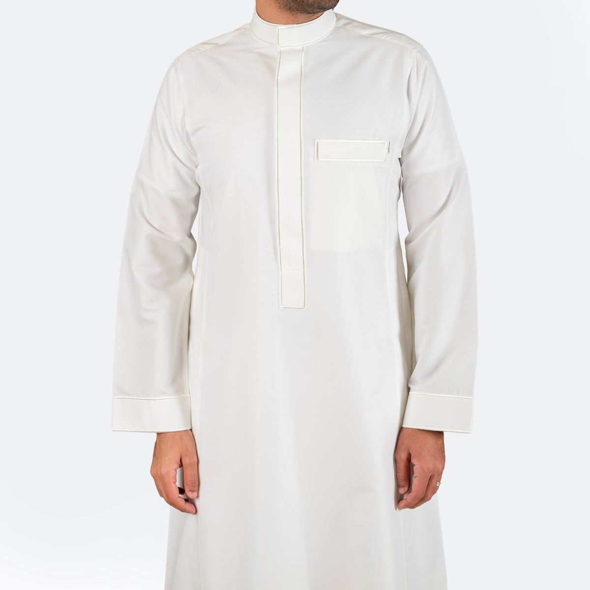 Modern Embroidery Thobe Zipper - Off White - Nusuki Saudi Arabia