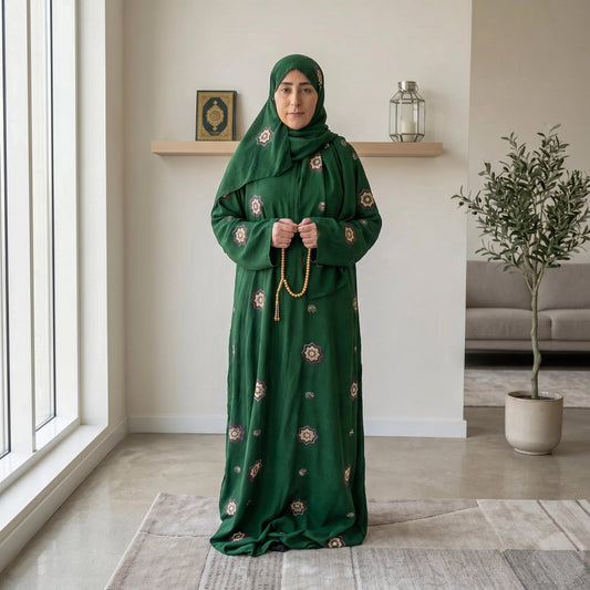 Premium Embroidered Canvas Prayer Dress. - Nusuki SA