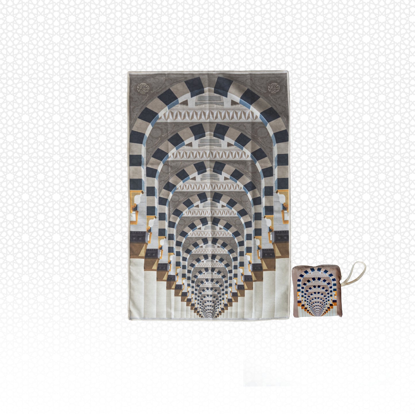 Travel Prayer Mat Prophet Mosque Multi archs with Bag - Nusuki SA