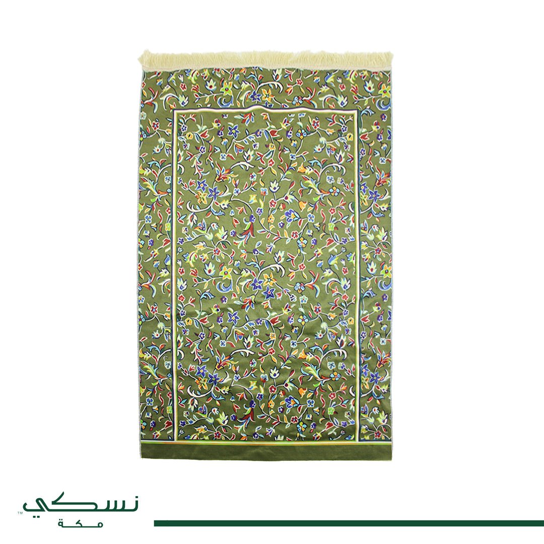 Travel Prayer Mat Rawda Green with Bag - Nusuki SA
