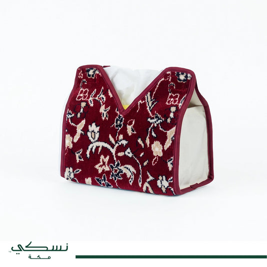 Velvet Tissue Box Cover - Al Rawda Design - Red - Nusuki Saudi Arabia