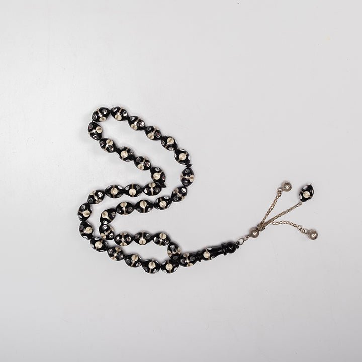 Yusur Prayer Beads with Circles of Silver and Ivory - Nusuki SA
