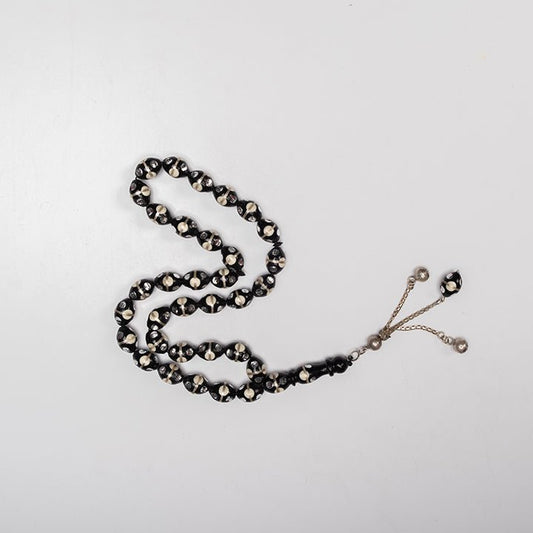 Yusur Prayer Beads with Circles of Silver and Ivory - Nusuki SA