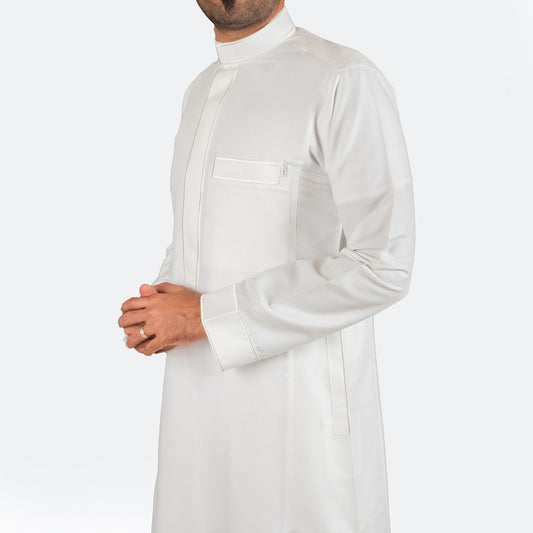 الثوب المطرز العصري مع سحاب أبيض مُصفر