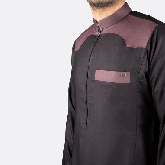 Modern Casual Thobe Zipper - Black - Nusuki SA
