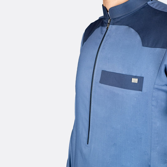 Modern Casual Thobe Zipper - Sky Blue - Nusuki SA