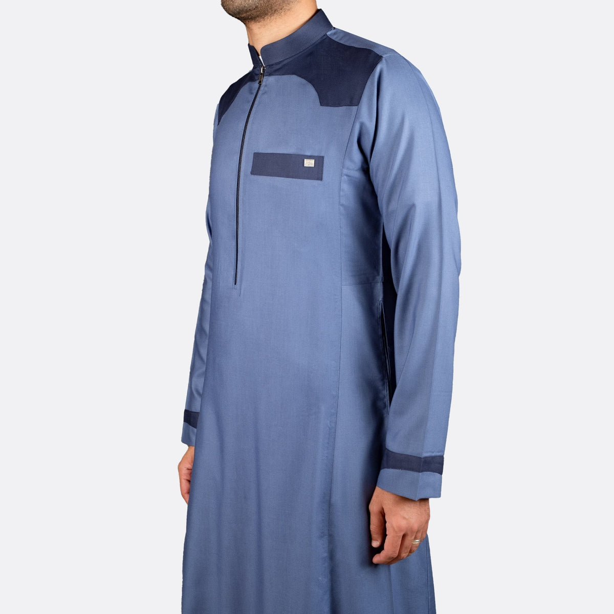 Modern Casual Thobe Zipper - Sky Blue - Nusuki SA
