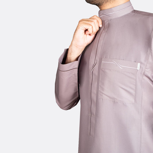 Modern Embroidery Thobe Zipper - Beige - Nusuki SA